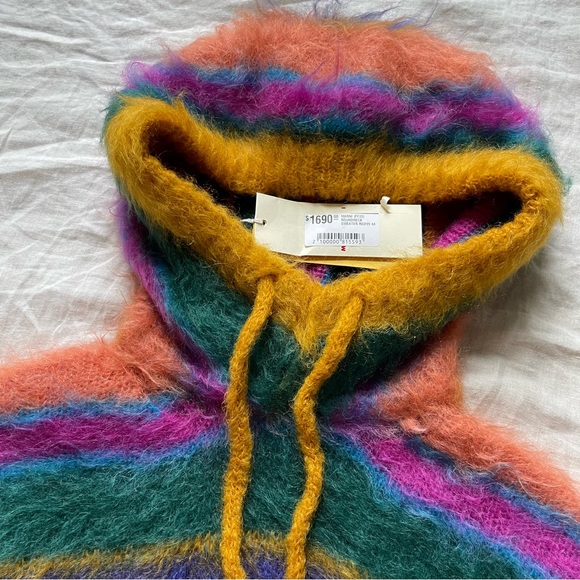 Marni Brushed Fuzzy Wuzzy Mohair Striped Hoodie Sweater - Picture 3 of 6